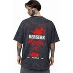 Sevbano Berserk Guts Anime Sırt Baskılı Unisex Oversize Eskitme Yıkamalı Tişört - Siyah - 3XL