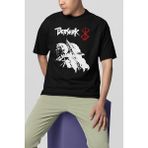 Sevbano Berserk Karakter Baskılı Unisex Tişört, Oversize Anime Tişört - 01 Siyah - 4XL