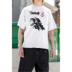 Sevbano Berserk Karakter Baskılı Unisex Tişört, Oversize Anime Tişört - Beyaz