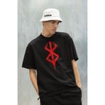 Sevbano Berserk Logo Baskılı Unisex Tişört, Oversize Anime Dizi Baskılı Tişört - 01 Siyah - 4XL