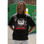 Sevbano Black Swordman Berserk Guts Baskılı Unisex Oversize Anime Dizi Karakter Tişört - Siyah - 4XL
