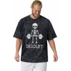 Sevbano Deadlift Bodybuilding Fitness Sporcu Baskılı Unisex Oversize Vintage Yıkamalı Tişört - Siyah - 2XL