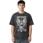 Sevbano Deftones Rock Metal Müzik Grubu Ön Baskılı Unisex Oversize Vintage Yıkamalı Tişört - Siyah - 3XL