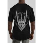 Sevbano Efsane Film Yüzüklerin Efendisi Sırt Baskılı Unisex Oversize Tişört - Siyah - 4XL