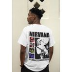 Sevbano Efsane Müzik Grubu Nirvana Sırt Baskılı Unisex Oversize Tişört - Beyaz - 4XL