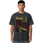 Sevbano Fight Club Dövüş Kulübü Tyler Durden Efsane Film Ön Baskılı Unisex Oversize Vintage Yıkamalı Tişört - Siyah