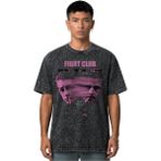 Sevbano Fight Club Tyler Durden Efsane Film Ön Baskılı Unisex Oversize Vintage Yıkamalı Tişört - Siyah