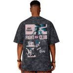Sevbano Fight Club Tyler Durden Efsane Film Sırt Baskılı Unisex Oversize Vintage Yıkamalı Tişört - Siyah - 3XL