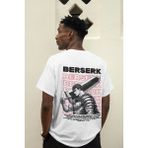 Sevbano Guts Berserk Sırt Baskılı Unisex Oversize Anime Tişört - Beyaz - 2XL