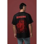 Sevbano Guts Berserk Sırt Baskılı Unisex Oversize Anime Tişört - Siyah - 4XL