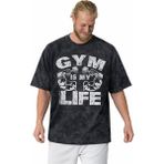 Sevbano Gym Is My Life Bodybulding Fitness Gym Sporcu Baskılı Unisex Oversize Vintage Yıkamalı Tişört - Siyah - 2XL