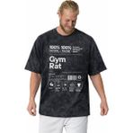 Sevbano Gym Rat Fitness Bodybuilding Sporcu Gym Baskılı Unisex Oversize Vintage Yıkamalı Tişört - Siyah