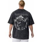 Sevbano Iron Maiden Rock Metal Müzik Grubu Sırt Baskılı Unisex Oversize Vintage Yıkamalı Tişört - Siyah - 3XL