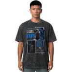 Sevbano Kanye West Rapper Şarkıcı Ön Baskılı Unisex Oversize Vintage Yıkamalı Tişört - Siyah - 2XL