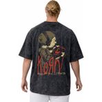 Sevbano Korn Rock Metal Müzik Grubu Sırt Baskılı Unisex Oversize Vintage Yıkamalı Tişört - Siyah - 3XL