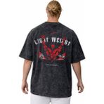 Sevbano Light Weight Ronnie Coleman Fitness Bodybuilding Baskılı Unisex Oversize Vintage Yıkamalı Tişört - Siyah - XS