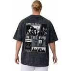 Sevbano Linkin Park In The End Rock Metal Müzik Grubu Sırt Baskılı Unisex Oversize Vintage Yıkamalı Tişört - Siyah - XL