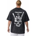 Sevbano Linkin Park Rock Metal Müzik Grubu Sırt Baskılı Unisex Oversize Vintage Yıkamalı Tişört - Siyah - 3XL