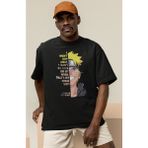 Sevbano Naruto Uzumaki Baskılı Unisex Oversize Anime Karakter Tişört - Siyah - 4XL