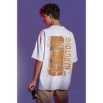 Sevbano Naruto Uzumaki Sırt Baskılı Unisex Oversize Anime Tişört - Beyaz