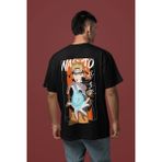 Sevbano Naruto Uzumaki Sırt Baskılı Unisex Oversize Anime Tişört - Siyah