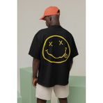 Sevbano Nirvana Baskılı Oversize Müzik Grubu Tişört - 01 Siyah - 3XL