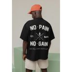 Sevbano No Pain No Gain Baskılı Unisex Oversize Losing Is Not An Option Yazılı Tişört - 01 Siyah - XL