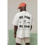 Sevbano No Pain No Gain Baskılı Unisex Oversize Losing Is Not An Option Yazılı Tişört - Beyaz - XL