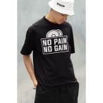Sevbano No Pain No Gain Gym Fitness Temalı Oversize Unisex Tişört - 01 Siyah - 2XL