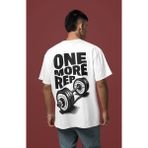 Sevbano One More Rep Yazılı Halter Bodybuilding Sırt Baskılı Unisex Oversize Fitness Bodybuilding Tişört - Beyaz - 3XL