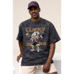 Sevbano One Piece Monkey D. Luffy Fitness Bodybuilding Anime Baskılı Unisex Oversize Vintage Yıkamalı Tişört - Siyah - 4XL