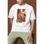 Sevbano One Punch Man Saitama Baskılı Unisex Oversize Anime Dizi Karakter Tişört - Beyaz - XS