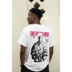 Sevbano One Punch Man Sırt Baskılı Unisex Oversize Anime Tişört - Beyaz