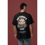 Sevbano One Punch Man Tasarım Sporcu Sırt Baskılı Unisex Oversize Gym Fitness Tişört - Siyah - XL