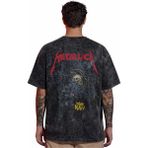 Sevbano Örümcek Metallica Rock Metal Müzik Grubu Sırt Baskılı Unisex Oversize Eskitme Yıkamalı Tişört - Siyah
