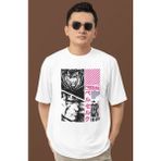 Sevbano Özel Tasarım Berserk Guts Baskılı Unisex Oversize Anime Dizi Karakter Tişört - Beyaz - XS