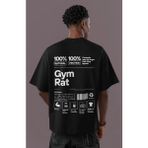 Sevbano Özel Tasarım Gym Rat Bodybuilding Fitness Sırt Baskılı Unisex Oversize Müzik Grubu Tişört - Siyah - 3XL