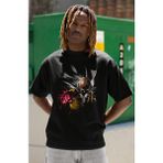 Sevbano Özel Tasarım One Punch Man Baskılı Unisex Oversize Anime Dizi Karakter Tişört - Siyah - XS