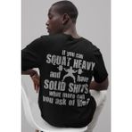 Sevbano Özel Tasarım Squat Yazılı Sırt Baskılı Unisex Oversize Sporcu Fitness Tişört - Siyah - 3XL