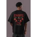 Sevbano Özel Tasarım Venom Film Fitness Sırt Baskılı Unisex Oversize Tişört - Siyah - XS