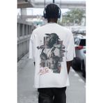 Sevbano Rapper Tupac All Eyes On Me Sırt Baskılı Unisex Oversize Şarkıcı Tişört - Beyaz - XS