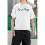 Sevbano Rick And Morty Çizgi Film Baskılı Unisex Oversize Tişört - Beyaz - XL