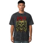 Sevbano Slayer Rock Metal Müzik Grubu Ön Baskılı Unisex Oversize Vintage Yıkamalı Tişört - Siyah - XS