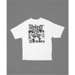 Sevbano Slipknot Baskılı Unisex Tişört, Oversize Anime Tişört - Beyaz