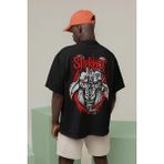 Sevbano Slipknot Müzik Grubu Baskılı Unisex Oversize Tişört - Siyah - XS