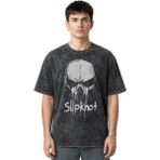 Sevbano Slipknot Rock Metal Müzik Grubu Ön Baskılı Unisex Oversize Eskitme Yıkamalı Tişört - Siyah - XS