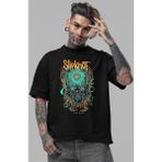 Sevbano Slipknot Rock Metal Müzik Grubu Ön Baskılı Unisex Oversize Tişört - Siyah - 2XL