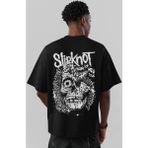 Sevbano Slipknot Rock Metal Müzik Grubu Sırt Baskılı Unisex Oversize Tişört - Siyah - 3XL
