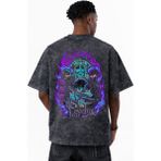 Sevbano Solo Leveling Sung Jin Woo Arise Anime Anime Baskılı Unisex Oversize Vintage Yıkamalı Tişört - Siyah - 3XL