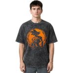 Sevbano Son Goku Dragon Ball Anime Dizi Ön Baskılı Unisex Oversize Vintage Yıkamalı Tişört - Siyah